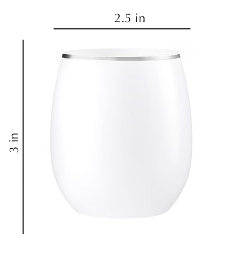 Load image into Gallery viewer, Stemless Plastic Wine Goblet 12oz White / Silver Rim Wine Goblets Decorline
