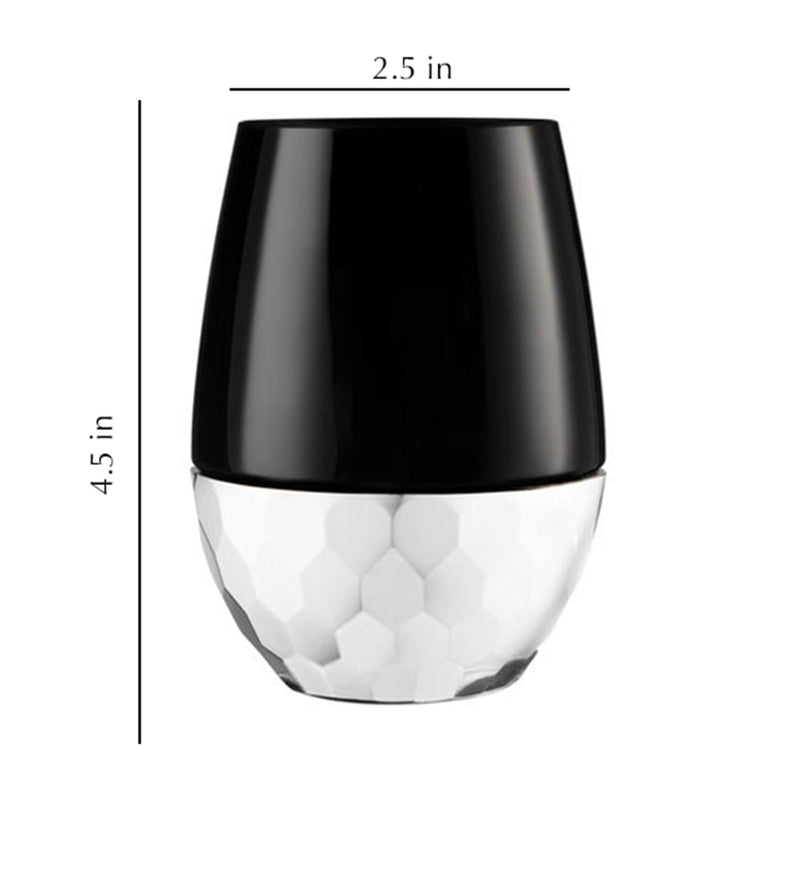 Load image into Gallery viewer, Stemless Plastic Hammered Wine Goblet 16oz Black / Silver Bottom Wine Goblets Decorline
