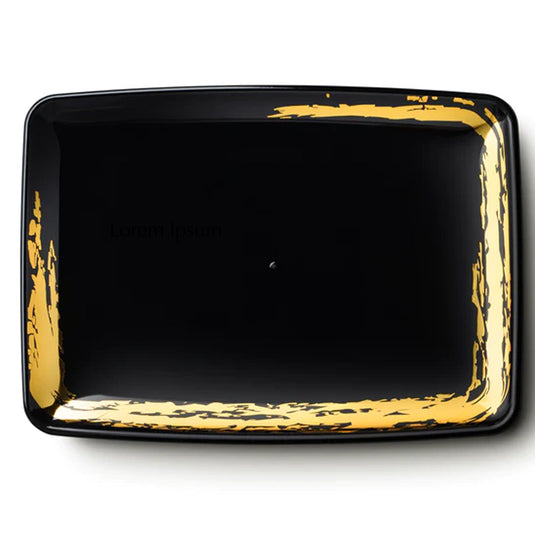 Whisk Collection Black Rectangle Serving Tray Gold Accent 8