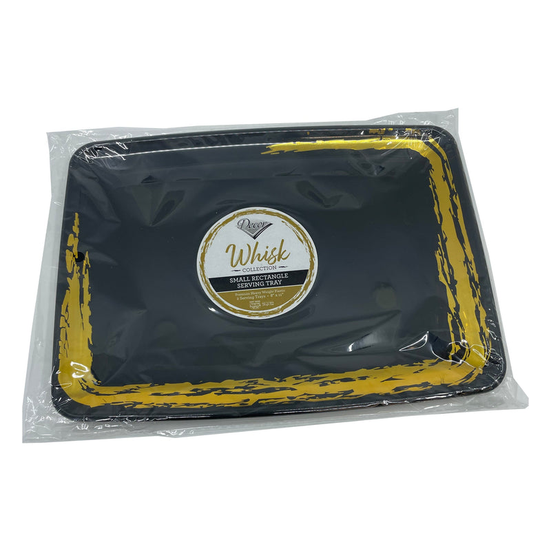 Load image into Gallery viewer, Whisk Collection Black Rectangle Serving Tray Gold Accent 8&quot; x 11&quot; Decorline
