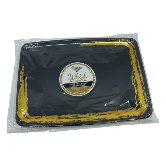 Whisk Collection Black Rectangle Serving Tray Gold Accent 8" x 11" Decorline