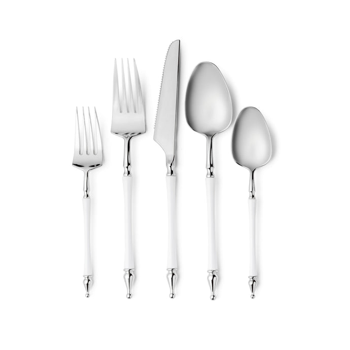 Sophisticated Cutlery 40 pcs White / Silver Top Plastic Tableware Sophisticate