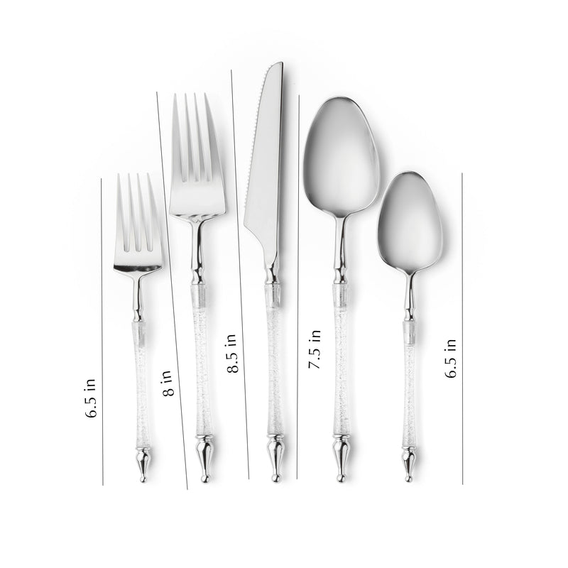 Load image into Gallery viewer, Sophisticated Cutlery 40 pcs White / Silver Top Plastic Tableware Sophisticate
