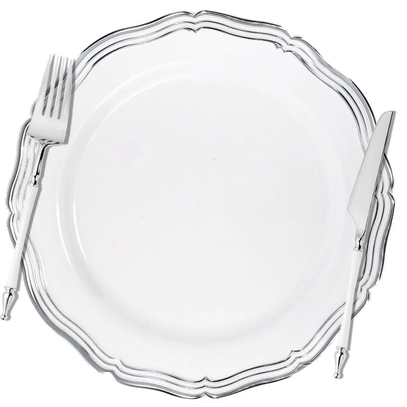 Load image into Gallery viewer, Sophisticated Cutlery 40 pcs White / Silver Top Plastic Tableware Sophisticate
