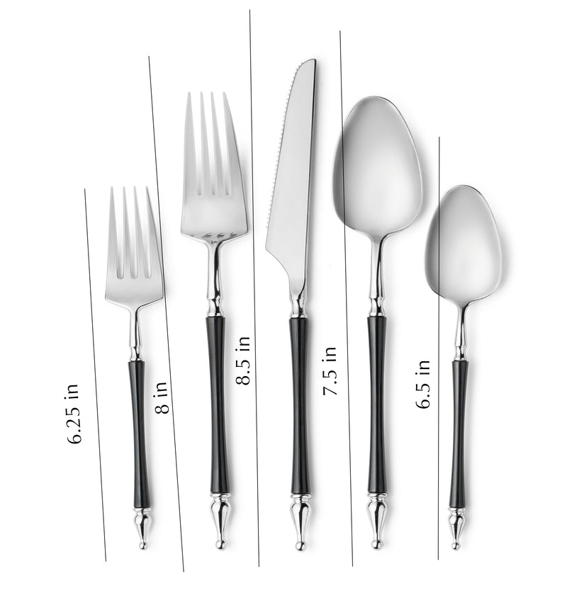 Load image into Gallery viewer, Sophisticated Cutlery 40 pcs Black / Silver Top Plastic Tableware Sophisticate
