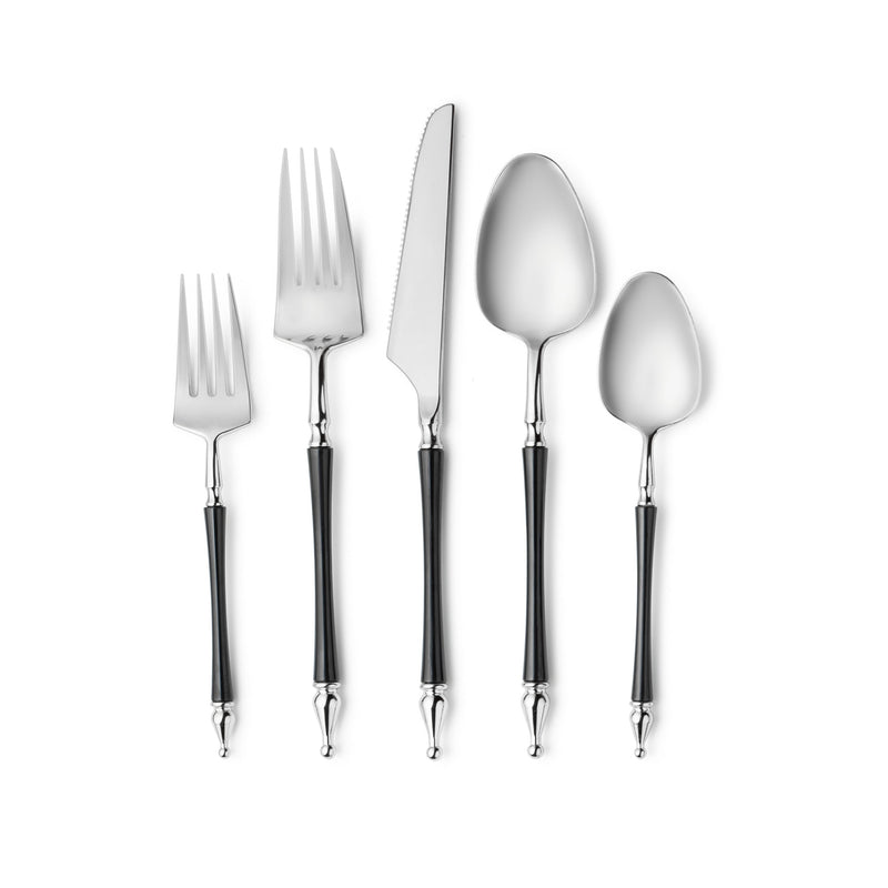 Load image into Gallery viewer, Sophisticated Cutlery 40 pcs Black / Silver Top Plastic Tableware Sophisticate
