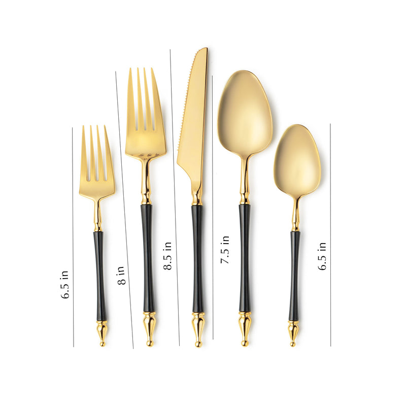 Load image into Gallery viewer, Sophisticated Cutlery 40 pcs Black / Gold Top Plastic Tableware Sophisticate
