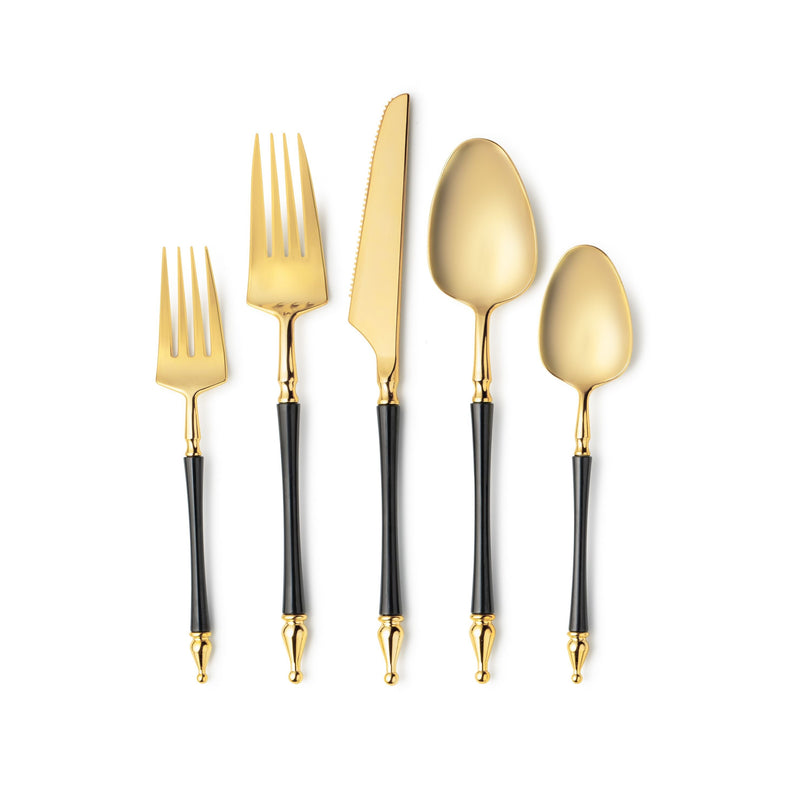 Load image into Gallery viewer, Sophisticated Cutlery 40 pcs Black / Gold Top Plastic Tableware Sophisticate
