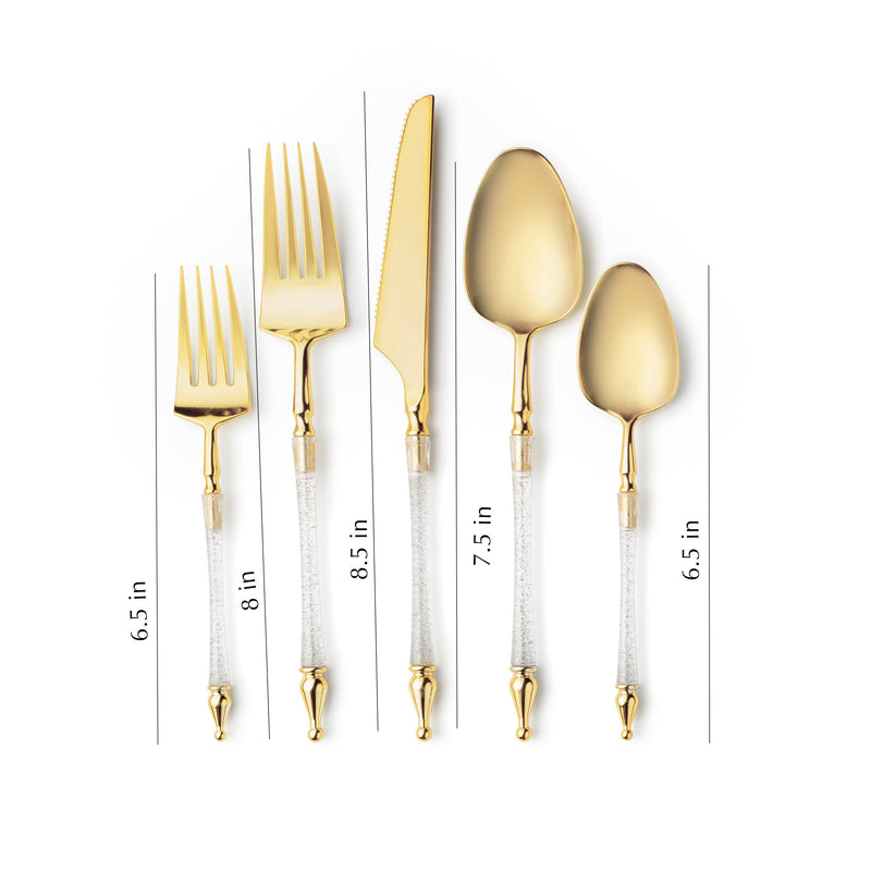 Load image into Gallery viewer, Sophisticated Cutlery 40 pcs Glitter Silver / Gold Top Plastic Tableware Sophisticate
