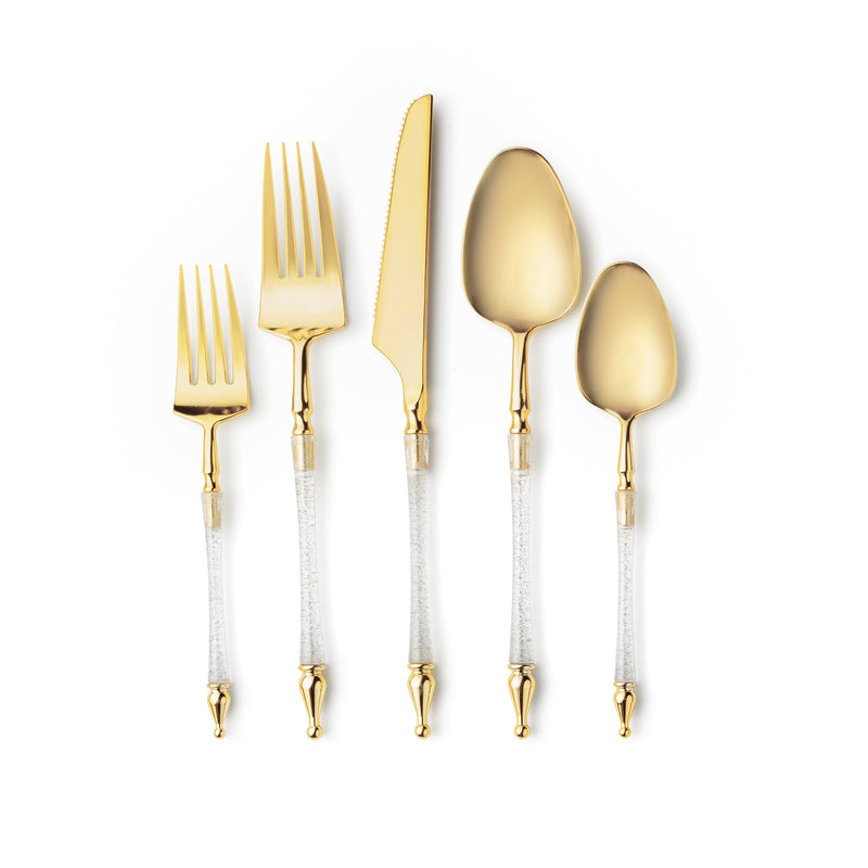 Load image into Gallery viewer, Sophisticated Cutlery 40 pcs Glitter Silver / Gold Top Plastic Tableware Sophisticate
