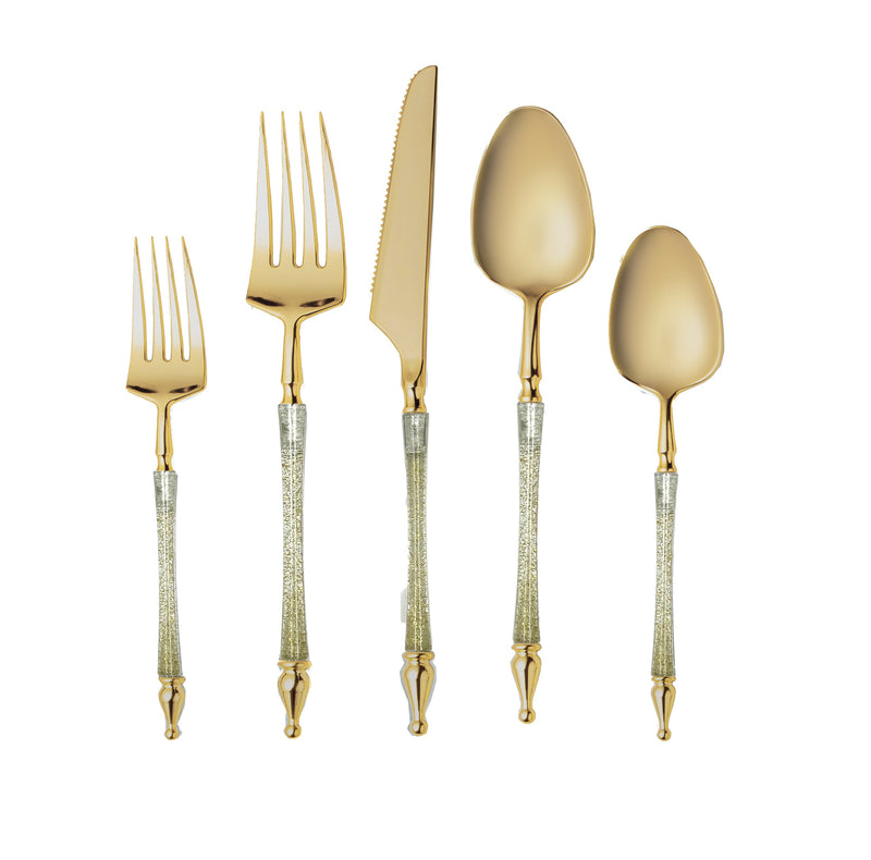 Load image into Gallery viewer, Sophisticated Cutlery 40 pcs Glitter Gold / Gold Top Plastic Tableware Sophisticate
