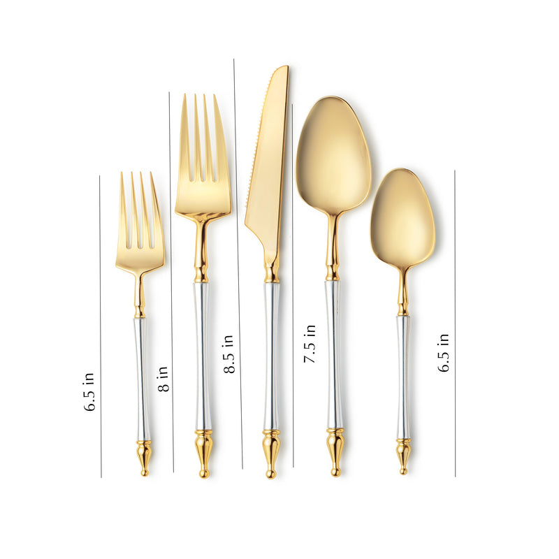 Load image into Gallery viewer, Sophisticated Cutlery 40 pcs Silver / Gold Top Plastic Tableware Sophisticate
