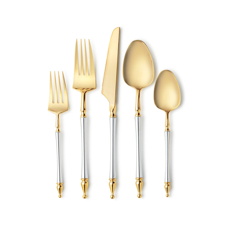 Load image into Gallery viewer, Sophisticated Cutlery 40 pcs Silver / Gold Top Plastic Tableware Sophisticate
