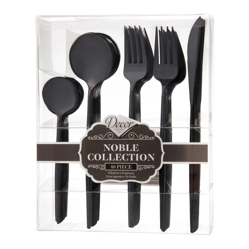 Load image into Gallery viewer, Noble Collection Black Flatware Set Tablesettings Decorline
