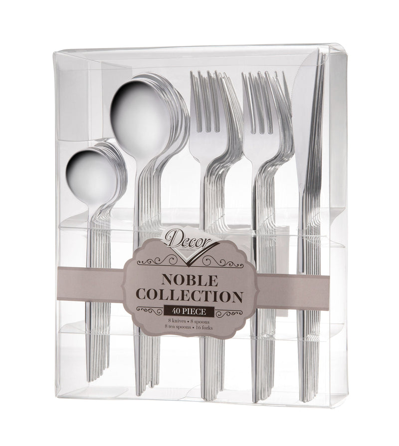 Load image into Gallery viewer, Noble Collection Shiny Silver Flatware Set Tablesettings Decorline
