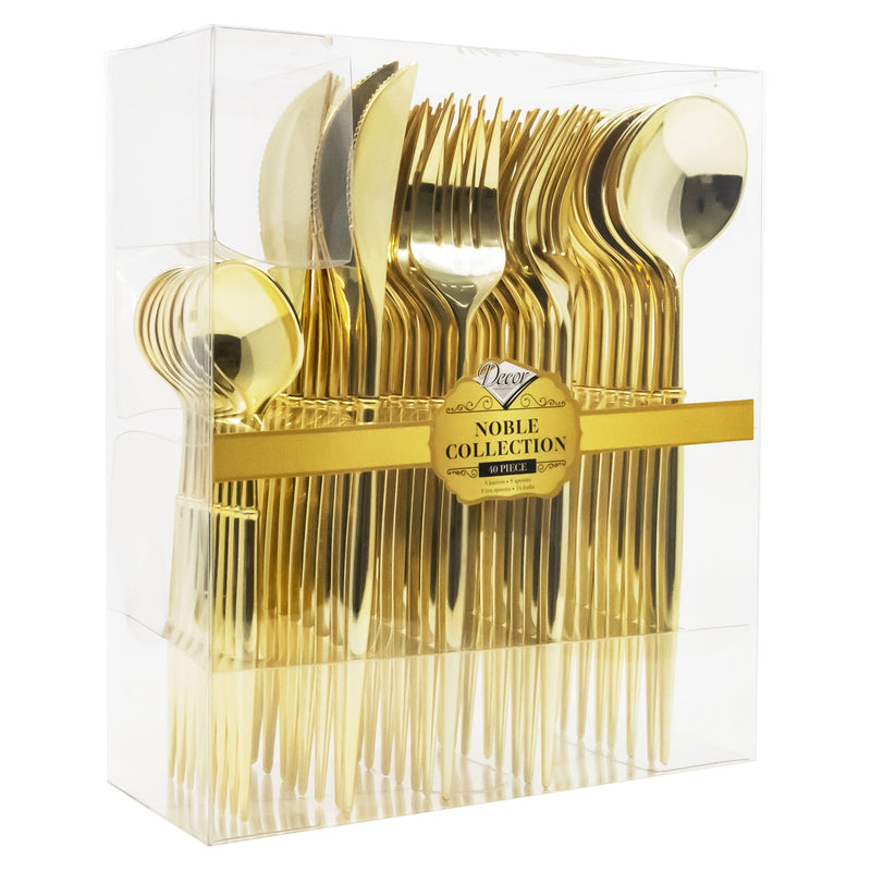 Load image into Gallery viewer, Noble Collection Shiny Gold Flatware Set Tablesettings Decorline
