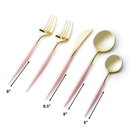 Noble Collection Shiny Gold Top/blush Pink Bottom Flatware Set Tablesettings Decorline