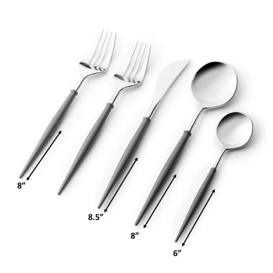 Load image into Gallery viewer, Noble Collection Shiny Silver Top/Grey Bottom Flatware Set Tablesettings Decorline
