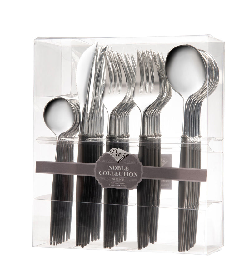 Load image into Gallery viewer, Noble Collection Shiny Silver Top/Grey Bottom Flatware Set Tablesettings Decorline
