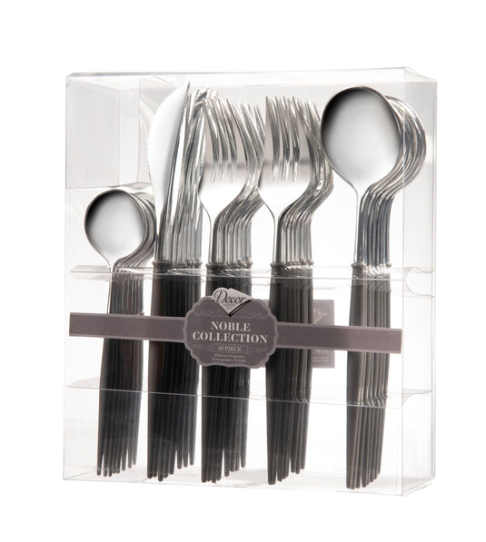 Noble Collection Shiny Silver Top/Grey Bottom Flatware Set Tablesettings Decorline