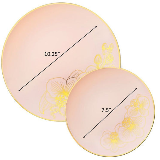 Orchid Antique Turquoise and Gold Round Plastic Dinner Plates 7.5" Tablesettings Decorline