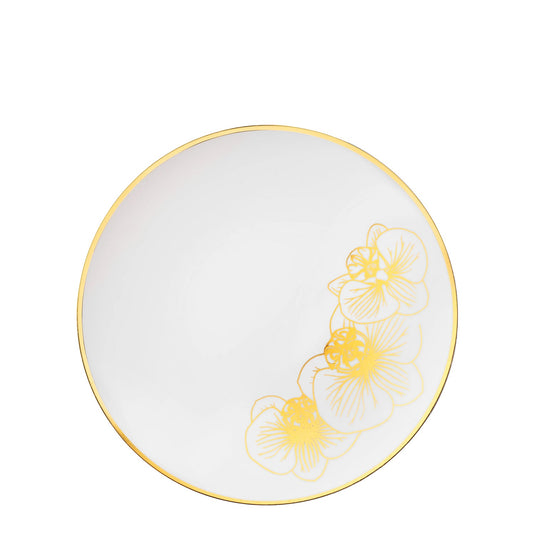 Orchid White and Gold Round Plastic Dinner Plates 7.5