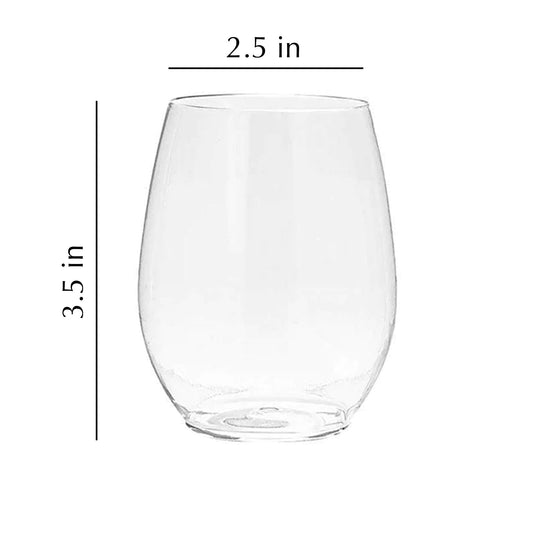 Stemless Clear Plastic Wine Goblet 12oz Wine Goblets Decorline