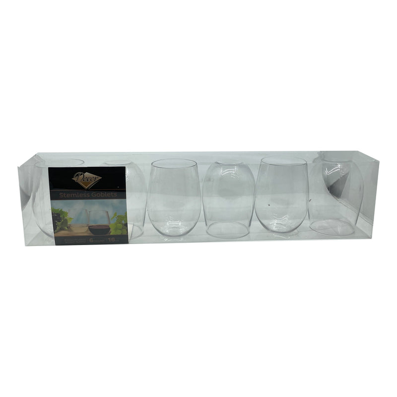 Load image into Gallery viewer, Stemless Clear Plastic Wine Goblet 16oz Wine Goblets Decorline
