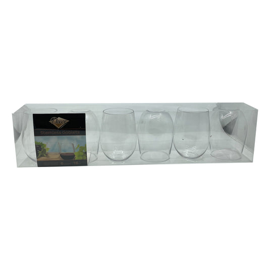 Stemless Clear Plastic Wine Goblet 16oz Wine Goblets Decorline