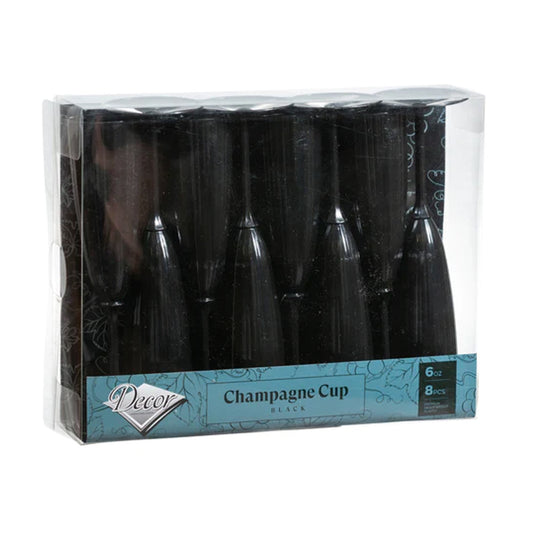 Black Plastic Champagne Cup 6oz Decorline