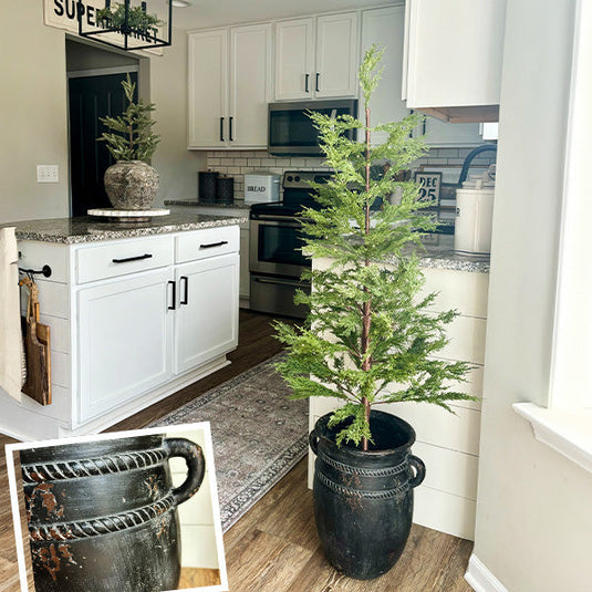 Large Lit Faux Pine Tree with Removable Black Pot General ABH