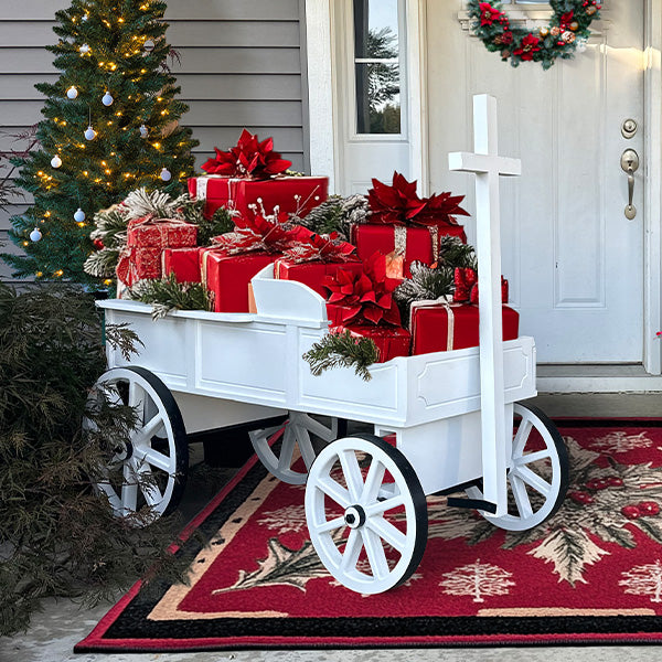 54 Inch Wood and Iron White Display Rolling Cart General ABH