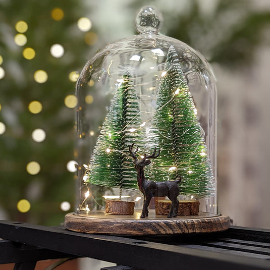 Wooden Base Cloche with Winter Scene Whats trending ABH