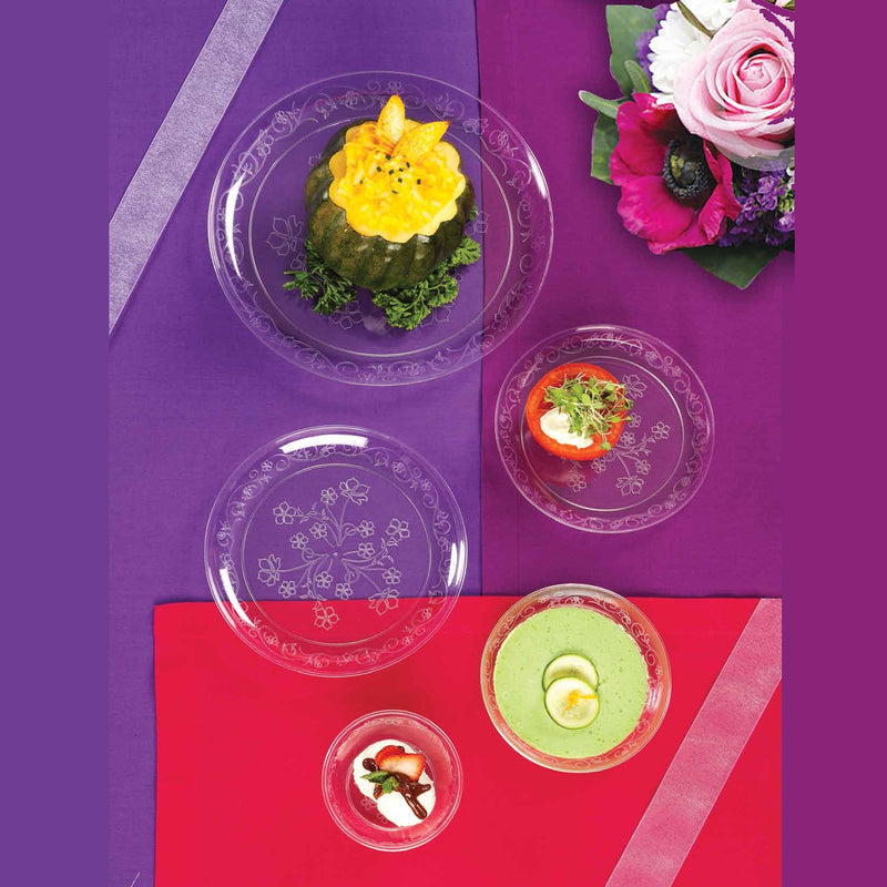 Load image into Gallery viewer, D&#39;VINE COLLECTION ELEGANT CLEAR PLASTIC TABLEWARE PACKAGE Disposable Plates Decorline
