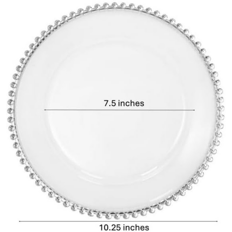 Load image into Gallery viewer, White &amp; Silver Beaded EXTRA HEAVY Weight 10.25&quot; Plastic Diner Plates Decorline
