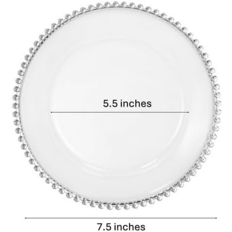 Load image into Gallery viewer, White &amp; Silver Beaded EXTRA HEAVY Weight 7.5&quot; Plastic Diner Plates Decorline
