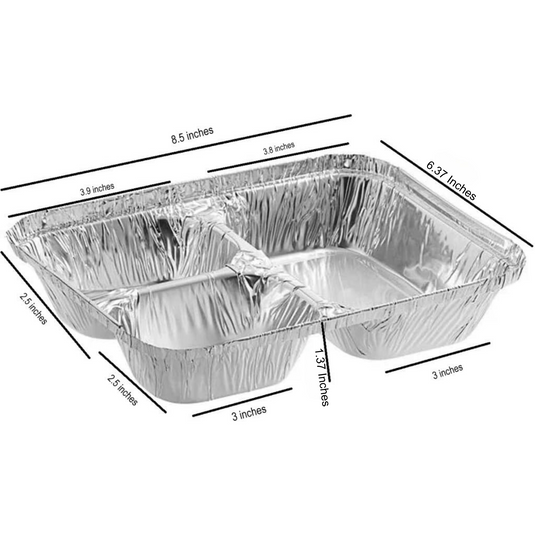 Disposable 3 Compartment Aluminum Dinner Foil Pan/Tray with Board Lids Disposable VeZee