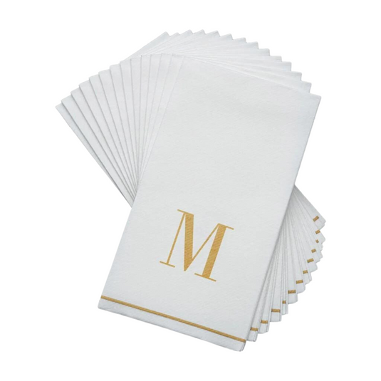 Letter M Gold Monogram Paper Disposable Dinner Napkins | 14 Napkins Napkins Luxe Party NYC