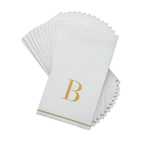 Letter B Gold Monogram Paper Disposable Dinner Napkins | 14 Napkins Napkins Luxe Party NYC