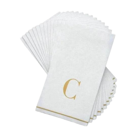 Letter C Gold Monogram Paper Disposable Dinner Napkins | 14 Napkins Napkins Luxe Party NYC