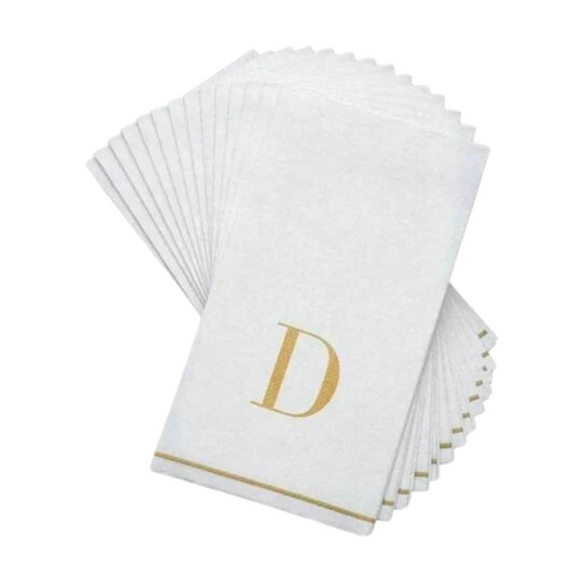 Letter D Gold Monogram Paper Disposable Dinner Napkins | 14 Napkins Napkins Luxe Party NYC