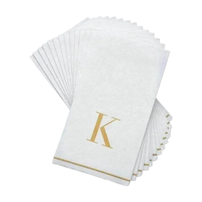 Letter K Gold Monogram Paper Disposable Dinner Napkins | 14 Napkins Napkins Luxe Party NYC