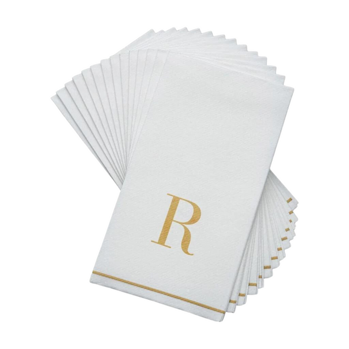 Letter R Gold Monogram Paper Disposable Dinner Napkins | 14 Napkins Napkins Luxe Party NYC