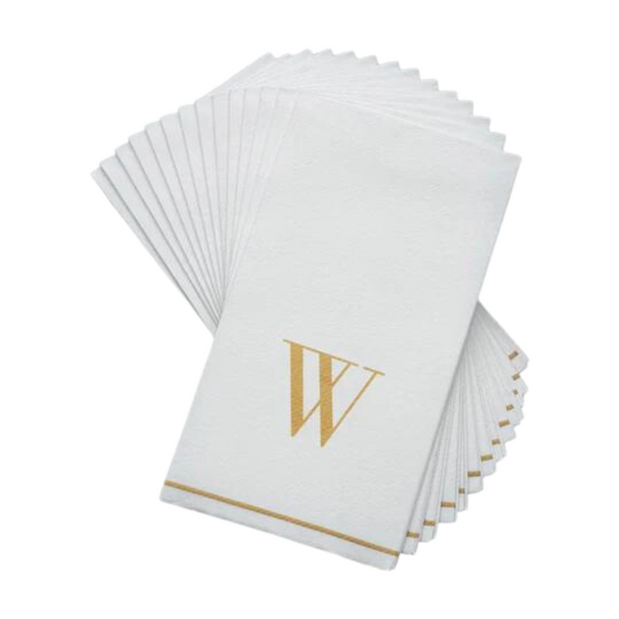 Letter W Gold Monogram Paper Disposable Dinner Napkins | 14 Napkins Napkins Luxe Party NYC