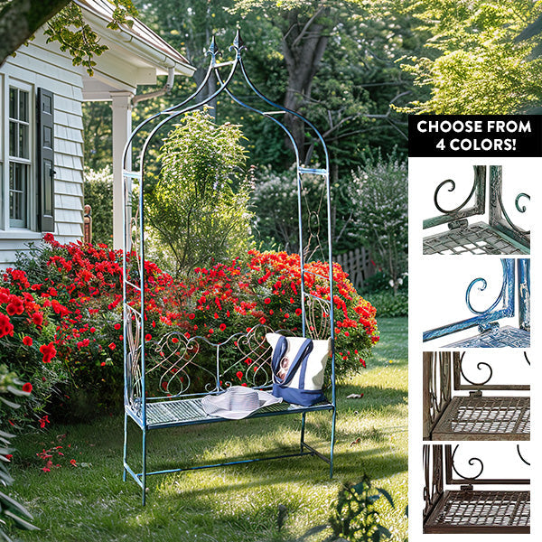 Outdoor Garden Arch Iron Bench, Choose Your Color Whats trending SAF