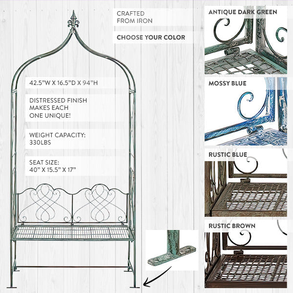 Load image into Gallery viewer, Outdoor Garden Arch Iron Bench, Choose Your Color Whats trending SAF
