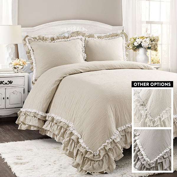 Layered Ruffle Comforter 3 Piece Set, Pick Your Color Whats trending THF