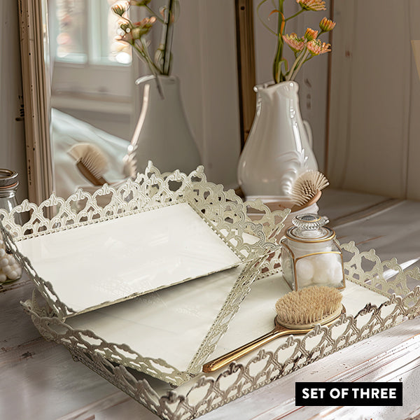 Eliza Scalloped Metal Trays, Set of Three Whats trending CT