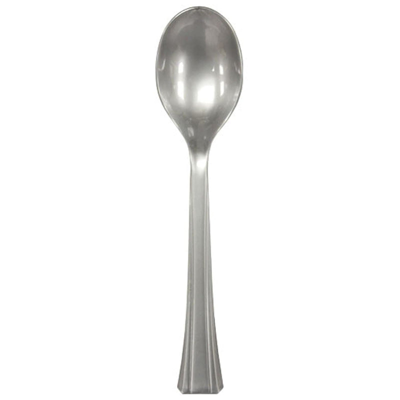 Load image into Gallery viewer, Lillian Tablesettings Extra Strong Quality Premium Plastic Soup Spoon Silver Cutlery Lillian
