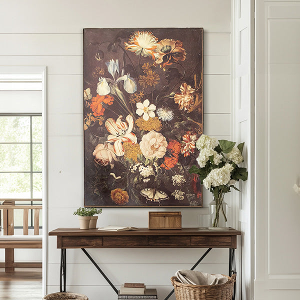 Wood Framed Floral Print Wall Decor KAL